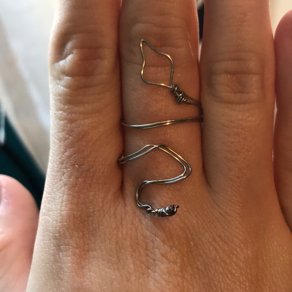 Wire snake ring. Handmade